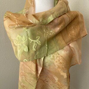 Coral Scarf Stan Herman ~ Outside Additions Textured 60”X13” Vintage New!